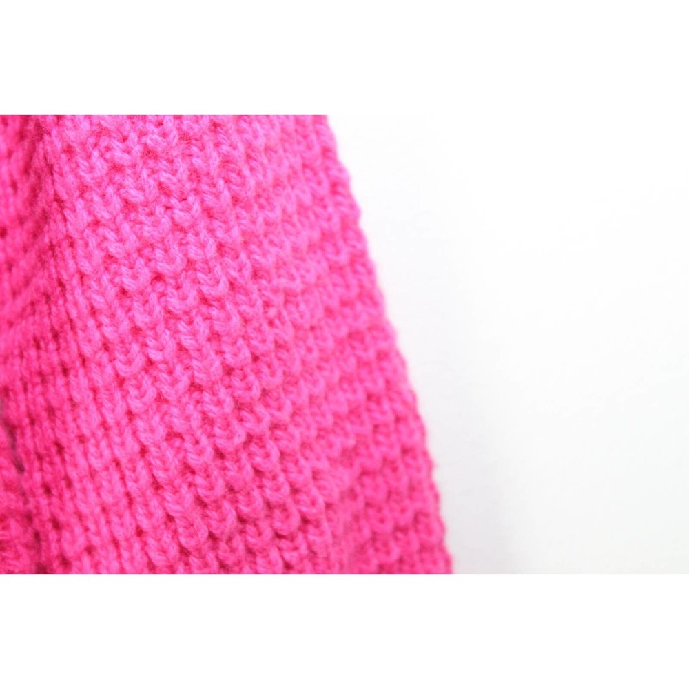 Garnet Hill Waffle Knit Crewneck Cashmere Wool Sweater Pink Pockets Size Small - Picture 9 of 16